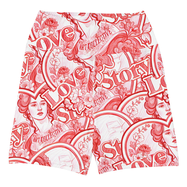 Red Sketch Yoga Shorts