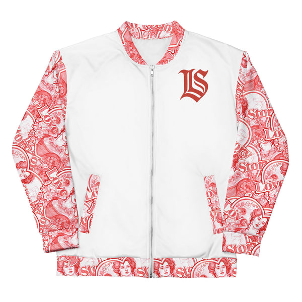 Unisex Red Sketch Bomber Jacket